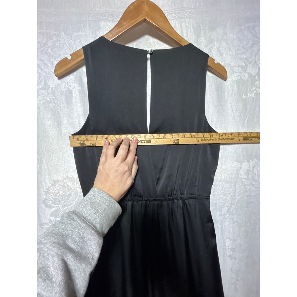 Madewell Satin Dress 0 Black Sheath Sleeveless Knee Length LBD Slip - Picture 10 of 12